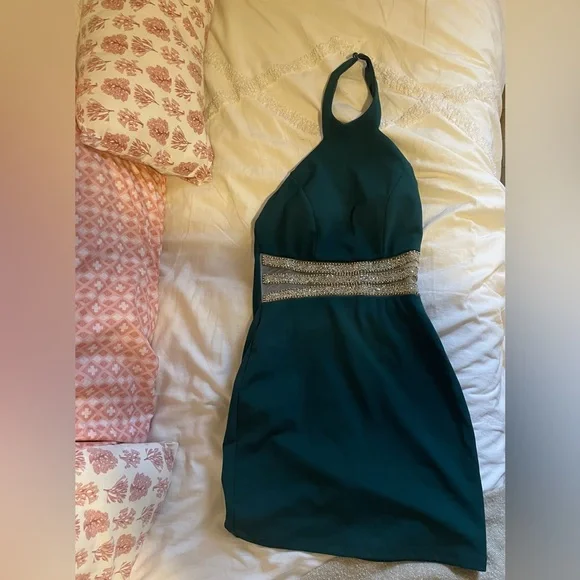 Dresses | Forest Green Halter Mini Homecoming Dress | Poshmark
